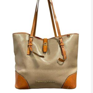 Dooney & Bourke All Weather Leather Taupe Turn Lock Tote Shoulder Bag Purse